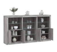 vidaXL Credenza con Luci LED Grigio Sonoma 181,5x37x100 cm