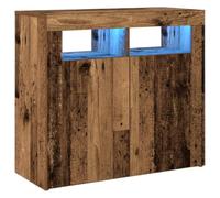 vidaXL Credenza con Luci LED Legno Antico 80x35x75 cm in Truciolato, armadietto, armadietto con LED, Mobile portaoggetti, armadietti, mobiletto