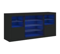vidaXL Credenza con Luci LED Nera 142,5x37x67 cm