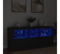 vidaXL Credenza con Luci LED Nera 162x37x67 cm