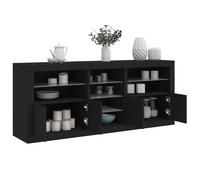vidaXL Credenza con Luci LED Nera 162x37x67 cm