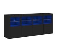 vidaXL Credenza con Luci LED Nera 163x37x67 cm