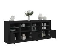 vidaXL Credenza con Luci LED Nera 164x37x67 cm