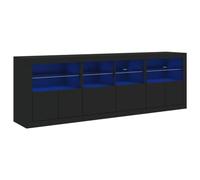 vidaXL Credenza con Luci LED Nera 202x37x67 cm