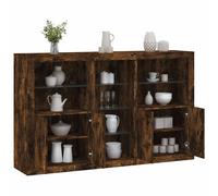 vidaXL Credenza con Luci LED Rovere Fumo 162x37x100 cm