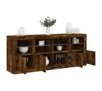 vidaXL Credenza con Luci LED Rovere Fumo 163x37x67 cm