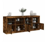 vidaXL Credenza con Luci LED Rovere Fumo 164x37x67 cm