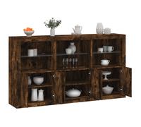 vidaXL Credenza con Luci LED Rovere Fumo 181,5x37x100 cm