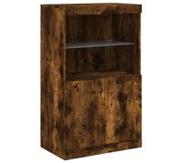 vidaXL Credenza con Luci LED Rovere Fumo 60,5x37x100 cm