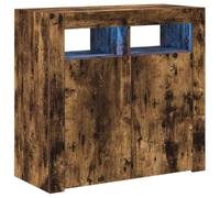 vidaXL Credenza con Luci LED Rovere Fumo 80x35x75 cm