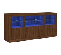 vidaXL Credenza con Luci LED Rovere Marrone 142,5x37x67 cm