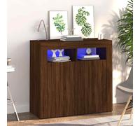 vidaXL Credenza con Luci LED Rovere Marrone 80x35x75 cm