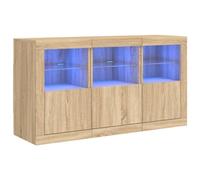 vidaXL Credenza con Luci LED Rovere Sonoma 123x37x67 cm, credenza con luci LED, credenza con ante, mobile da soggiorno, credenza con LED