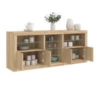 Credenza con Luci LED Rovere Sonoma 162x37x67 cm