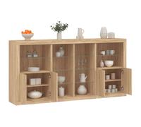 vidaXL Credenza con Luci LED Rovere Sonoma 202x37x100 cm