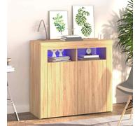 vidaXL Credenza con Luci LED Rovere Sonoma 80x35x75 cm