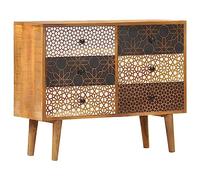 vidaXL Credenza con Motivo Stampato 90x30x70 cm Rustica Elegante con Cassetti Decorativa Madia Cassettiera Colorata Legno Massello di Mango