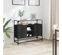 vidaXL Credenza con Piano in Vetro Nero 98x35x81cm Legno Multistrato