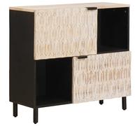 vidaXL Credenza tinta unita bianca lavata, sala da pranzo, rettangolare, moderna, robusta, elegante, in legno, versatile, per riunioni di famiglia, bianco e nero