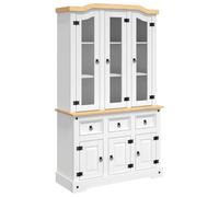 vidaXL Credenza Corona Bianca 112x43x196 cm in Legno di Pino Messicano