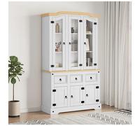 vidaXL Credenza Corona Bianca 112x43x196 cm in Legno di Pino Messicano