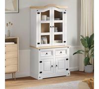 vidaXL Credenza Corona Bianco 100 x 48,5 x 179 cm Pino massello