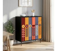 vidaXL Credenza ESSEN Rovere Nero 69 x 33 x 76 cm Legno ingegnerizzato, Mobile laterale rettangolare moderno, soluzione di stoccaggio elegante per soggiorno e sala da pranzo