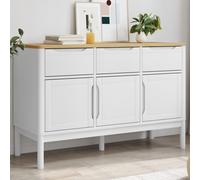vidaXL Credenza FLORO Bianca 114x43x74 cm in Legno Massello di Pino