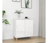 vidaXL Credenza Gambe Massello Bianco Lucido 60x35x70cm Multistrato