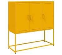 vidaXL Credenza Giallo Senape 100,5x39x107 cm in Acciaio, mobiletto, Madia, Mobile di conservazione, armadietto, Mobile portaoggetti, portaoggetti