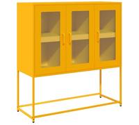 vidaXL Credenza Giallo Senape 100,5x39x107cm Acciaio Laminato Freddo, credenza da Cucina, Mobile da Salotto, Mobile da Cucina, Mobile da Soggiorno