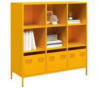 vidaXL Credenza Giallo Senape 101,5x39x103,5 cm in Acciaio, libreria, libreria portaoggetti, libreria con Ante, libreria Moderna, Mobile portaoggetti