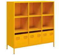 vidaXL Credenza Giallo Senape 101,5x39x103,5 cm in Acciaio, libreria, libreria portaoggetti, libreria con Ante, libreria Moderna, Mobile portaoggetti