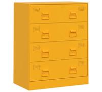 vidaXL Credenza Giallo Senape 67x39x83 cm in Acciaio, credenza con cassetti, armadietto, supporto telefono, armadietto laterale, mobiletto