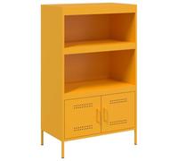 vidaXL Credenza Giallo Senape 68x39x113 cm in Acciaio, mobiletto, madia, mobile di conservazione, armadietto, mobile portaoggetti, portaoggetti