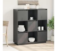 vidaXL Credenza Grigia 110,5x35x117 cm in Legno Massello di Pino