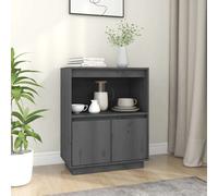 vidaXL Credenza Grigia 60x34x75 cm in Legno Massello di Pino