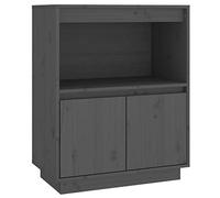 vidaXL Credenza Grigia 60x34x75 cm in Legno Massello di Pino