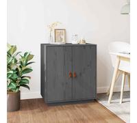 vidaXL Credenza Grigia 65,5x40x75 cm in Legno Massello di Pino