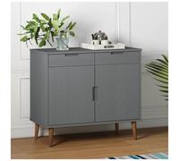 vidaXL Credenza MOLDE Grigia 90x40x80 cm in Legno Massello di Pino