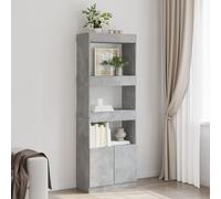 VidaXL Credenza Grigio Cemento 63x33x180 cm in Truciolato, libreria portaoggetti, ante moderno