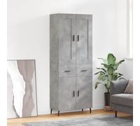 vidaXL Credenza Grigio Cemento 69,5x34x180 cm in Legno Multistrato