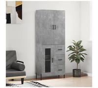 vidaXL Credenza Grigio Cemento 69,5x34x180 cm in Legno Multistrato