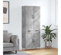 vidaXL Credenza Grigio Cemento 69,5x34x180 cm in Legno Multistrato