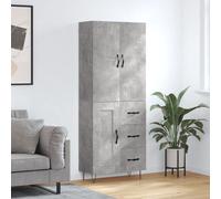 vidaXL Credenza Grigio Cemento 69,5x34x180 cm in Legno Multistrato