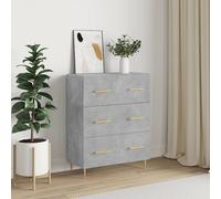 vidaXL Credenza Grigio Cemento 69,5x34x90 cm in Legno Multistrato