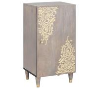 vidaXL Credenza Grigio e Oro 40 x 33.5 x 75 cm Legno massello di mango