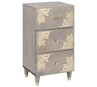 vidaXL Credenza Grigio e Oro 40 x 33.5 x 75 cm Legno massello di mango