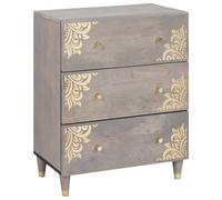 vidaXL Credenza Grigio e Oro 60 x 33.5 x 75 cm Legno massello di mango