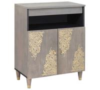 vidaXL Credenza Grigio e Oro 60 x 33.5 x 75 cm Legno massello di mango
